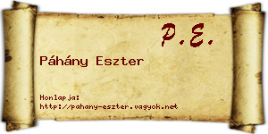 Páhány Eszter névjegykártya
